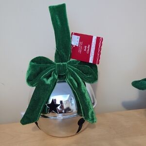 Ashland Silver Jingle Bell with Green Velvet Bow